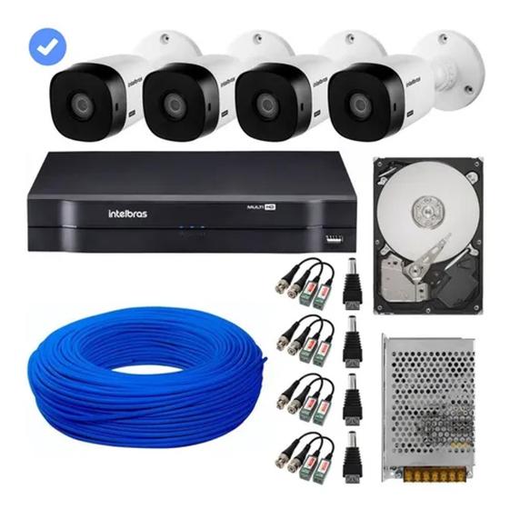 Imagem de Kit Cftv 4 Câmeras Multi Hd 720p 1mp Dvr Intelbras Mhdx 1104