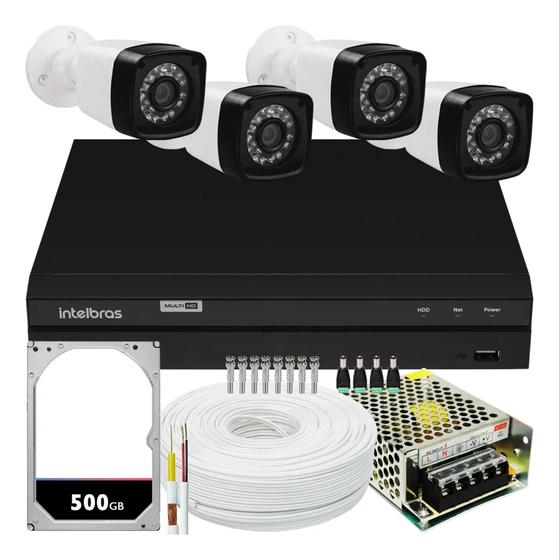 Imagem de Kit Cftv 4 Cameras Segurança 1080p Full Hd Dvr Intelbras 4ch