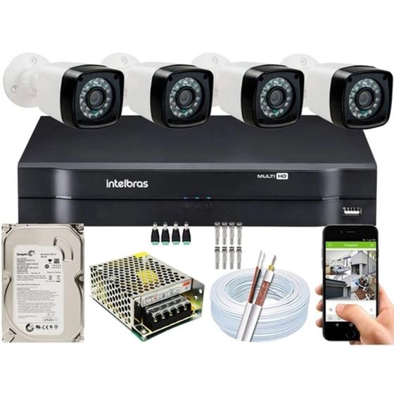 Imagem de Kit Cftv 4 Cameras Segurança 1080p Full Hd Dvr Intelbras 500GB