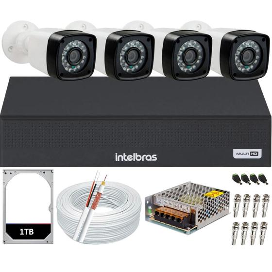 Kit Cftv 4 Câmeras Segurança Full Hd Dvr Intelbras 4 canais Hd 1Tb Imagem de Kit Cftv 4 Câmeras Segurança Full Hd Dvr Intelbras 4 canais Hd 1Tb