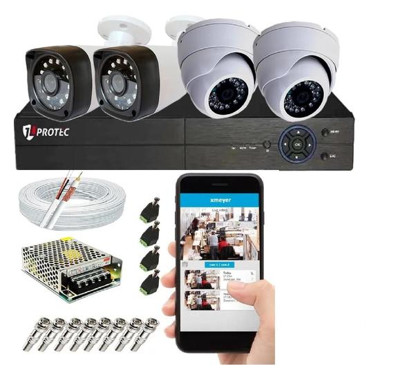 Imagem de Kit Cftv 4 Câmeras Segurança Hd 720p 1 Mp Dvr 4 Canais s/Hd