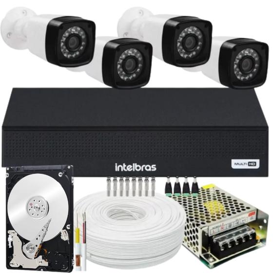 Imagem de Kit Cftv 4 Cameras Segurança HD Full Hd Dvr Intelbras 4ch