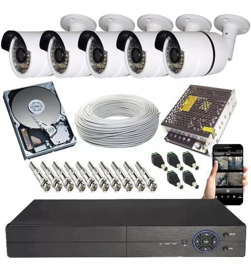 Imagem de Kit Cftv 5 Câmeras De Segurança 720p Dvr 8 Canais Hd 1 Tb