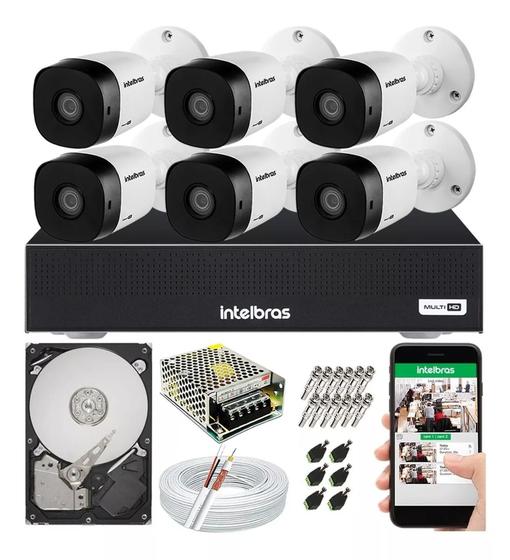 Imagem de Kit Cftv 6 Câmeras Multi Hd Dvr 8 Canais Intelbras 1108