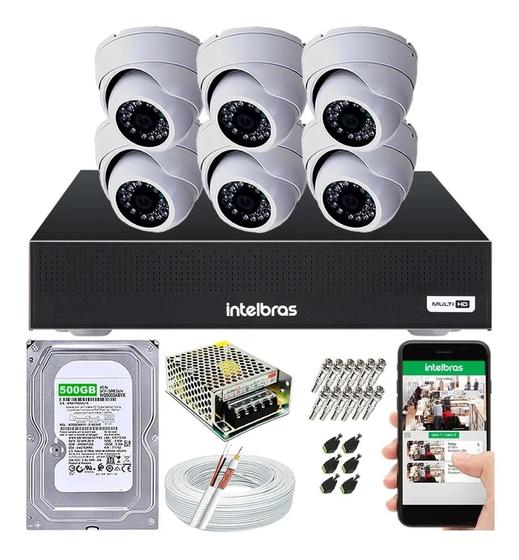 Kit Cftv 6 Câmeras Segurança Dome Ir Dvr Mhdx 1108 Intelbras
