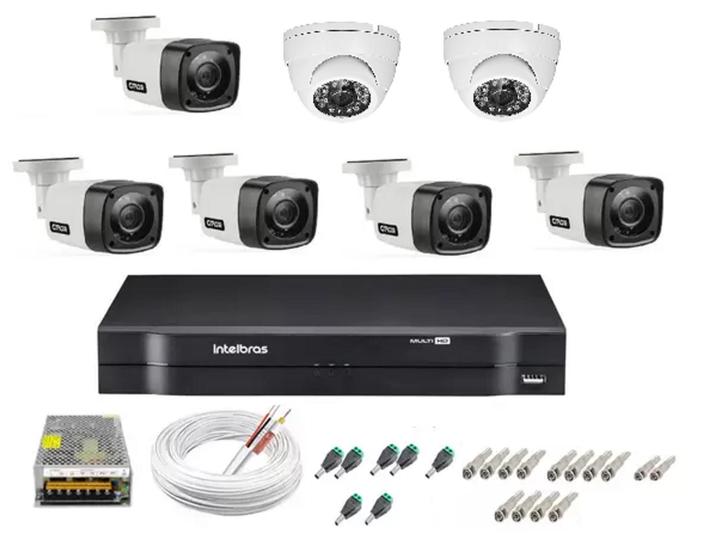 Kit cftv 7 cameras de segurança infravermelho hd + dvr 8ch Intelbras full hd Menor preço em Kit cftv 7 cameras de segurança infravermelho hd + dvr 8ch Intelbras full hd