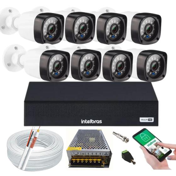 Imagem de Kit Cftv 8 Camera de Segurança Infravermelho Full Hd 1080p 2mp Dvr Intelbras mhdx full hd S/ HD