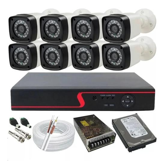 Imagem de Kit Cftv 8 Câmeras De Segurança + Dvr 8 Ch Mult 5x1 Com/HD