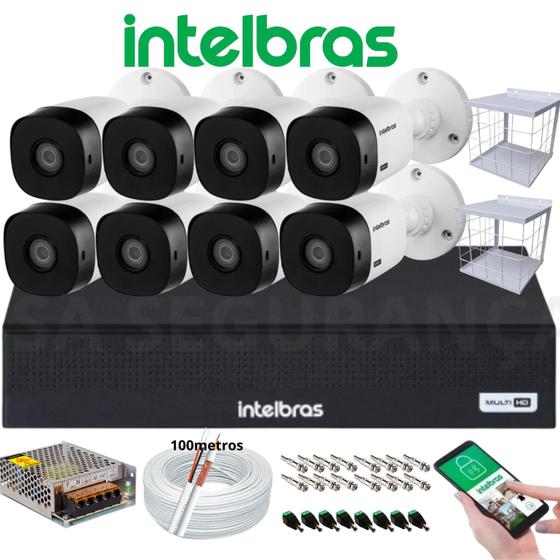 Imagem de Kit Cftv 8 Câmeras de Segurança Hd Intelbras 1120b G6 Dvr 8 Canais MHDX + 2 Grade de Proteção