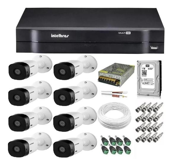 Imagem de Kit Cftv 8 Câmeras Hd Vhl 1120b 20m Dvr 8 Canais Intelbras / Monitoramento Residencial E Comercial