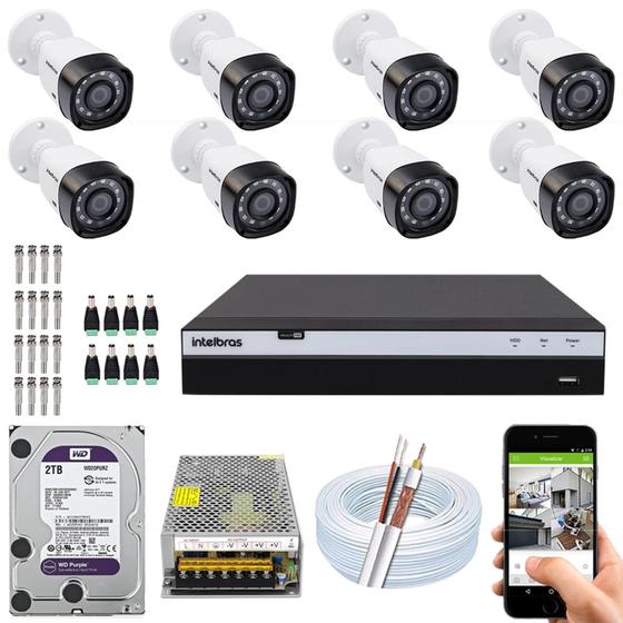 Imagem de Kit Cftv 8 Câmeras Intelbras 1220 B Full Hd 1080p 2tb Purple