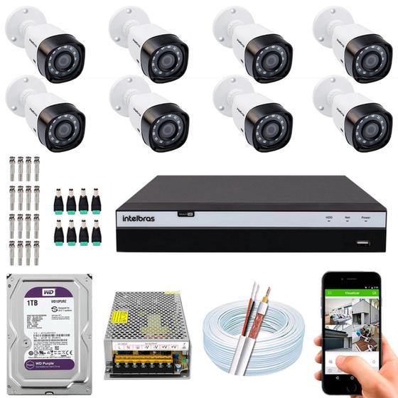 Imagem de Kit Cftv 8 Câmeras Intelbras 1220b Full Hd 1080p 1tb Purple