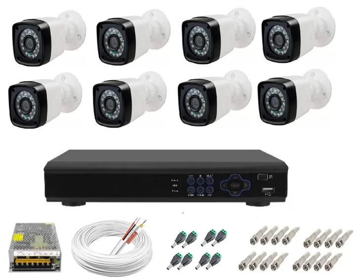 Imagem de Kit Cftv 8 Câmeras Segurança 1mp 20m Dvr Full Hd 8 Ch S/ Hd