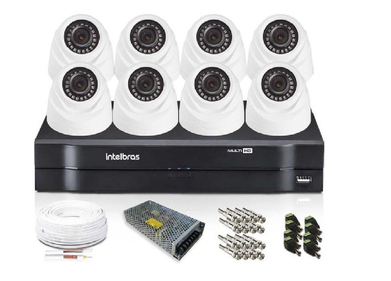 Kit Cftv 8 Câmeras Segurança Dome Ir Dvr Mhdx 1108 Intelbras Câmera