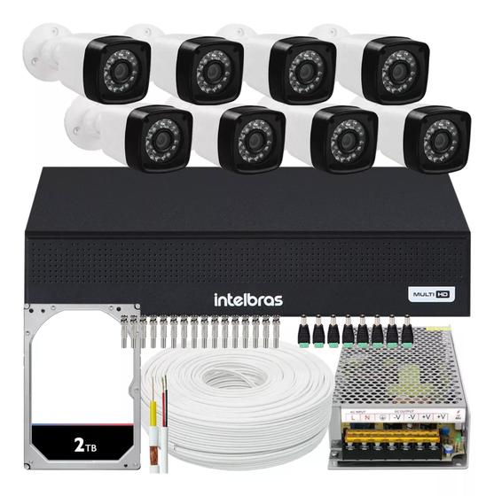 Imagem de Kit Cftv 8 Câmeras Segurança Full Hd 1080p Dvr Intelbras 2tb