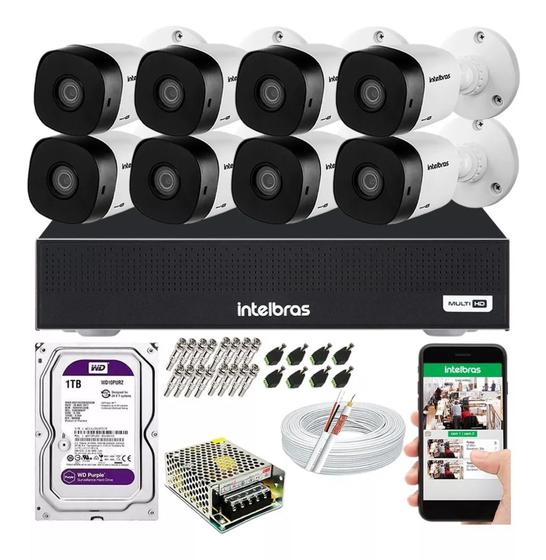 Imagem de Kit Cftv 8 Câmeras Segurança Intelbras Vhl1220 1080p Hd 1tb Purple