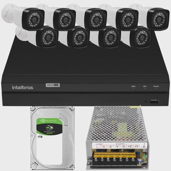 Imagem de Kit Cftv 9 Câmera Segurança Full Sem Cabo Dvr Intelbras 1TB