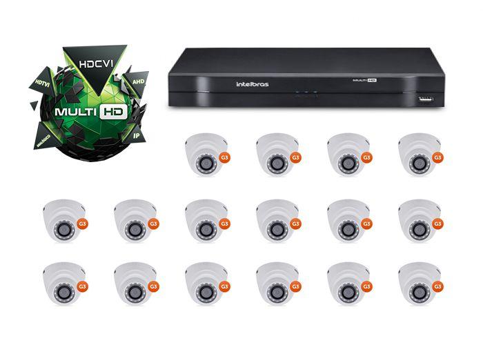 Imagem de Kit CFTV DVR Stand Alone com 16 Câmeras Multi HD Intelbras