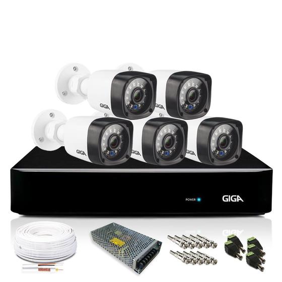 Kit CFTV Giga Orion com 5 Câmeras Bullet 720p DVR 8 Canais Giga