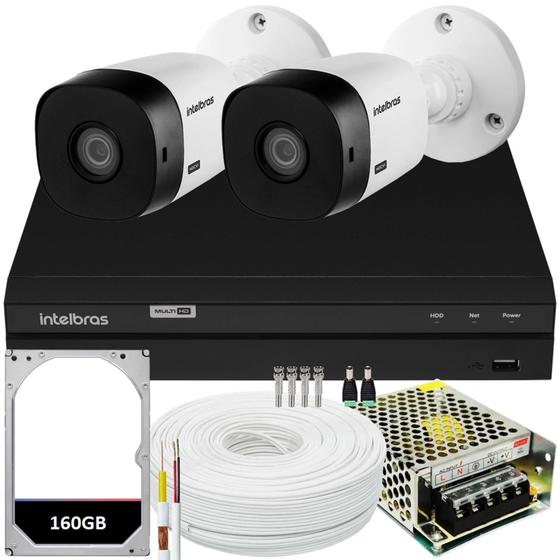 Imagem de Kit Cftv Intelbras 2 Câmeras Segurança Full Hd 1220b 2mp 1080p Dvr Intelbras 4ch