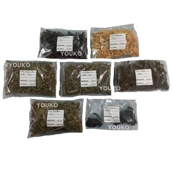 Kit chá 7 ervas 10g - Mulungu Hibisco Dente de Leão Garcinia Passiflora Erva Java Menor preço em Kit chá 7 ervas 10g - Mulungu Hibisco Dente de Leão Garcinia Passiflora Erva Java