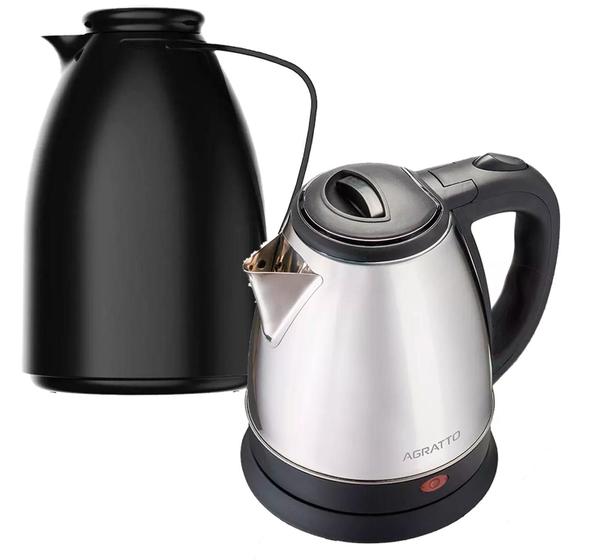 Kit Chaleira Elétrica Agratto 1,8 L + Garrafa Térmica 1L Menor preço em Kit Chaleira Elétrica Agratto 1,8 L + Garrafa Térmica 1L