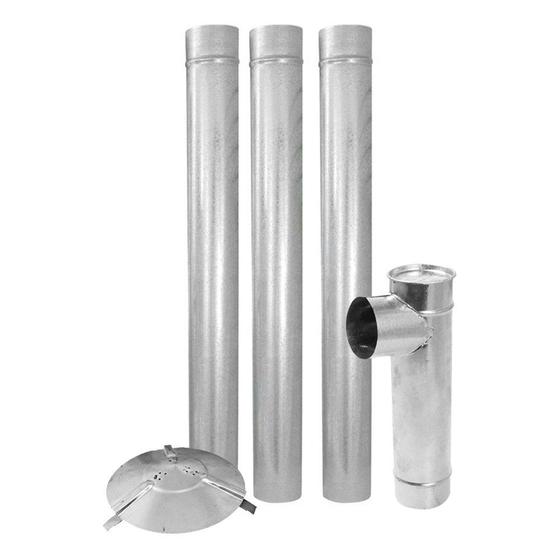 Imagem de Kit Chaminé 120mm Para Fogão a Lenha N.2 com 5 Peças Galvanizado Cinca