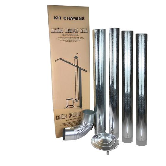 Imagem de Kit Chaminé Em Aço Galvanizado Com 4 Canos 115mm Para Casa Fogão a Lenha Lareira - N 2 AMZ