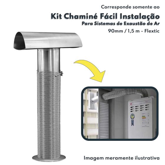Imagem de Kit Chamine Facil Para Aquecedor a Gas Diametro 90mm Comprimento 1,5m