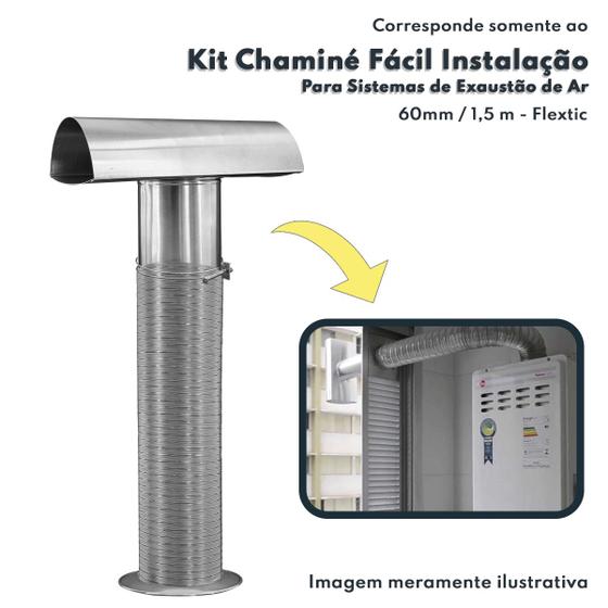 Imagem de Kit Chaminé Fácil Para Aquecedor a Gás e Sistemas de Exaustão Diâmetro 60mm Comprimento 1,5m Flextic 03006000111