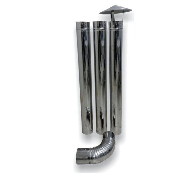 Imagem de Kit Chaminé Para Fogão à Lenha 5 Peças 110mm Inox