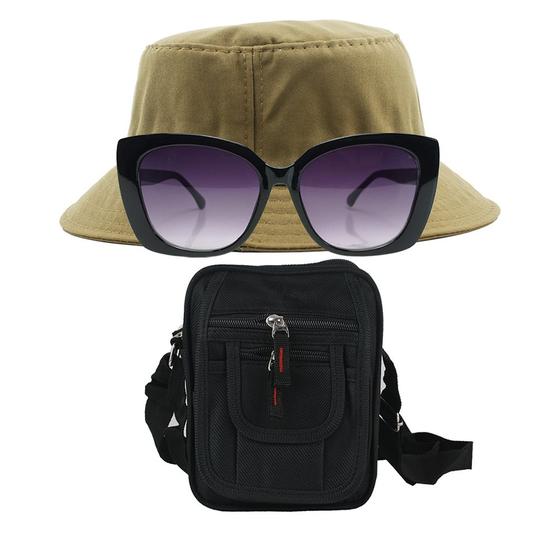 Imagem de Kit Chapéu Bucket, Bolsa Pochete Shoulder E Oculos De Sol - MD-07