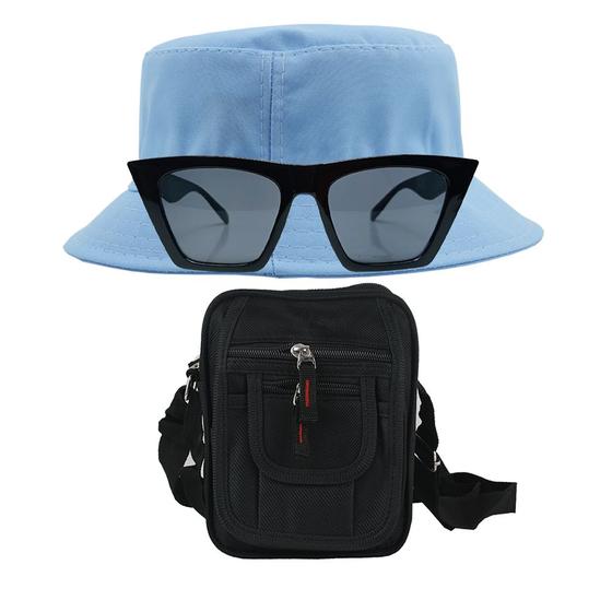 Imagem de Kit Chapéu Bucket, Bolsa Pochete Shoulder E Oculos De Sol - MD-10