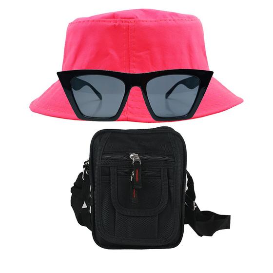 Imagem de Kit Chapéu Bucket, Bolsa Pochete Shoulder E Oculos De Sol - MD-10