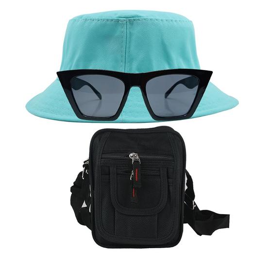 Imagem de Kit Chapéu Bucket, Bolsa Pochete Shoulder E Oculos De Sol - MD-10