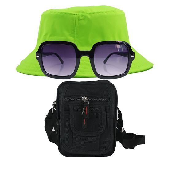 Imagem de Kit Chapéu Bucket, Bolsa Pochete Shoulder E Oculos De Sol MD-14