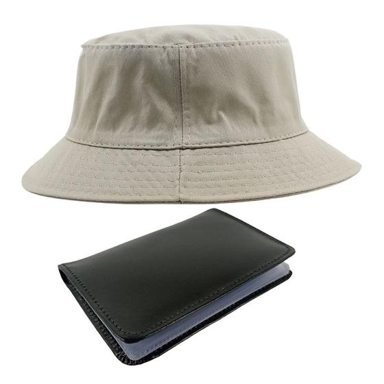 Imagem de Kit Chapéu Bucket Hat E Carteira Masculina Pequena Com Compartimento Para Cédulas, Porta Documentos