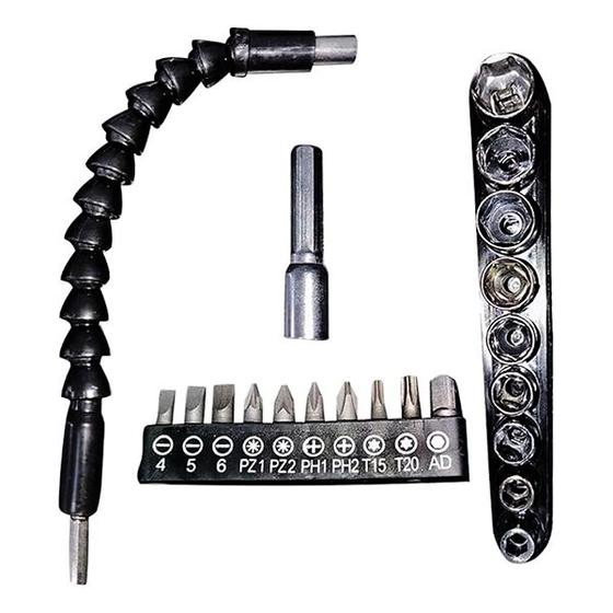 Imagem de Kit Chave Bit e Soquete Com Eixo Extensor Flexível 21 Peças