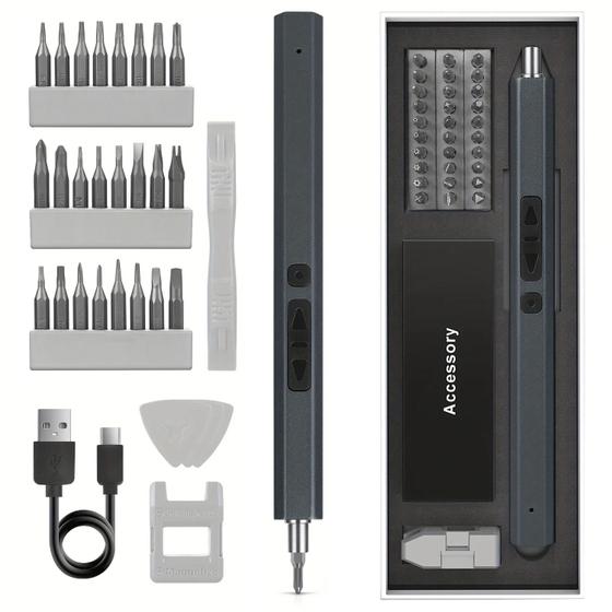 Imagem de Kit Chave de Fenda Precisão Elétrica Parafusadeira Recarregável Reparo Celular