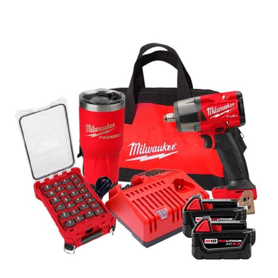 Imagem de Kit chave impac 18v bat + soquet + copo 2962p22kit milwaukee