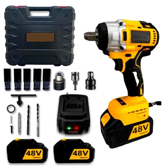 Imagem de Kit Chave Impacto E Furadeira Automotivo 48V Bivolt Maleta