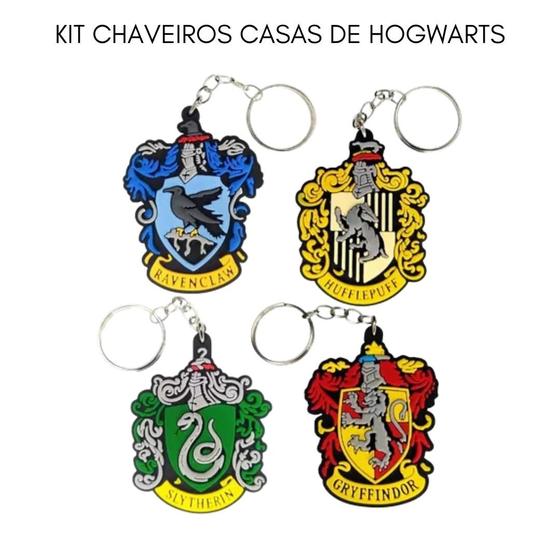 Imagem de Kit chaveiros Emborrachado Alto Relevo Casas Harry Potter