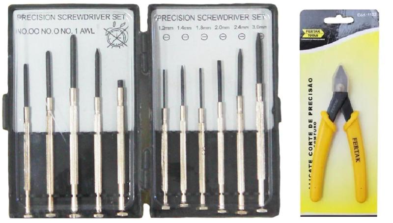 Imagem de Kit chaves precisão com 1 alicate de precisão e estojo com ferramentas - fertak