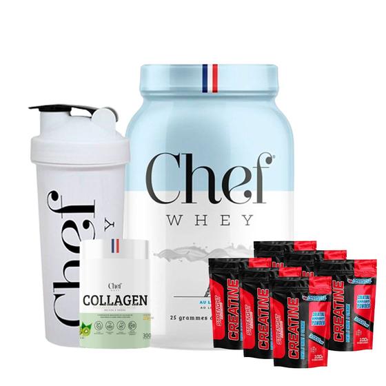 Imagem de Kit Chef Whey 907g + Collagen 300gr + Coqueteleira 700ml + Creatina 600gr - Inovative Nutrients