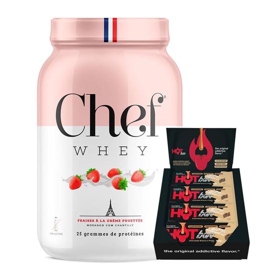 Imagem de Kit Chef Whey Protein Gourmet 800g - Chef Whey + Barra Proteica Bold Hot Bar Display C/12 Uni - Hot Fit