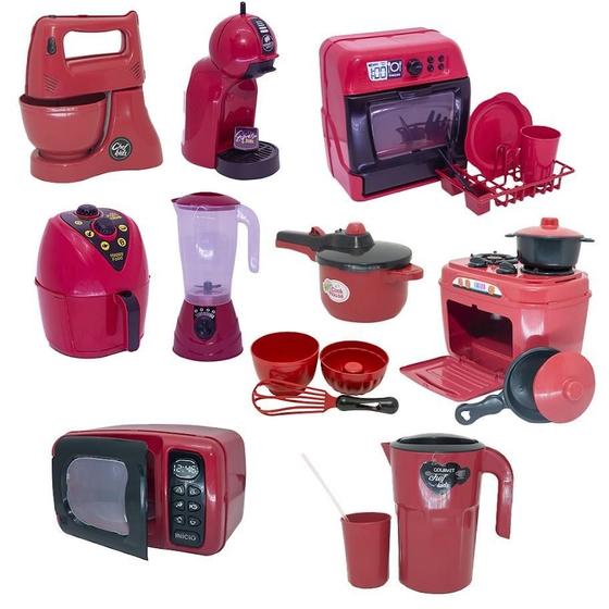 Imagem de Kit Chefe Cozinha Lava Louça Air Fryer Brinquedo Fogão 21Pç