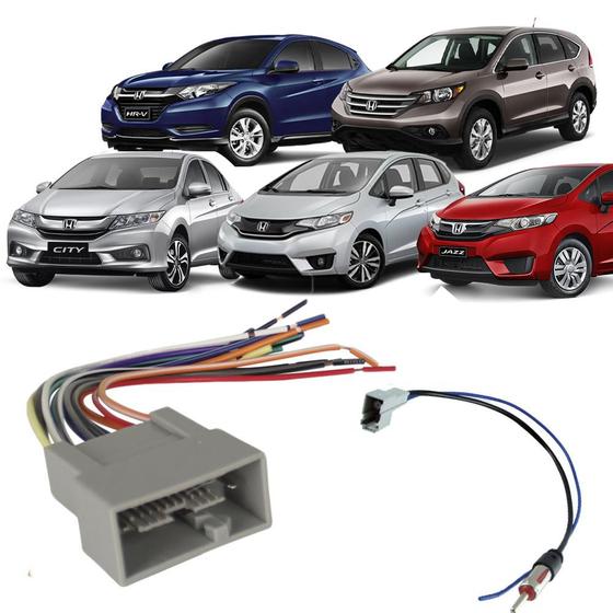 Imagem de Kit Chicotes Ligação Radio Som Automotivo Plug And Play Honda Fit Civic City Crv HRV CRV WRV