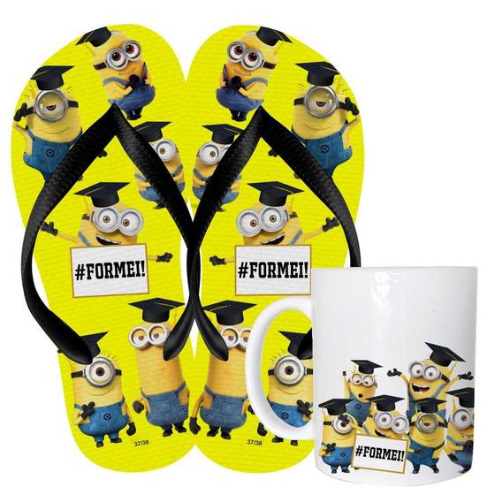 Imagem de Kit Chinelo e Caneca de Cerâmica 325ML - Formatura Infantil Minions