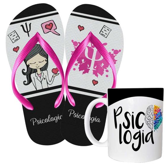 Imagem de Kit Chinelo e Caneca de Polímero 325ML - Psicologia Clínica