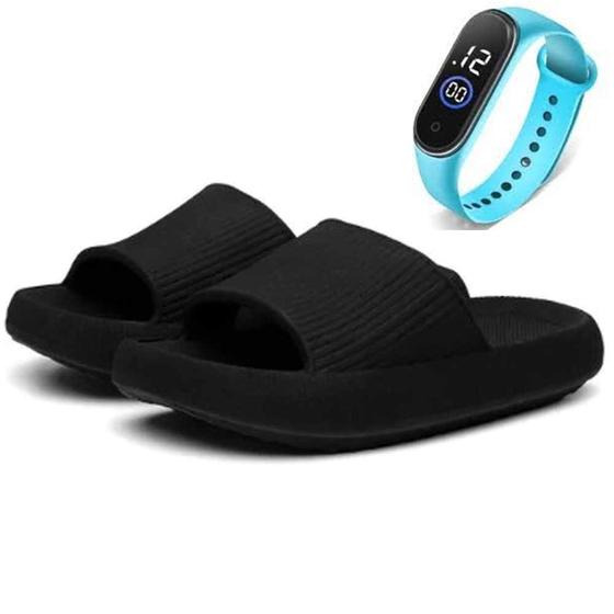 Imagem de Kit Chinelo Nuvem Com Relogio Led Amanda Block Pulseira Silicone